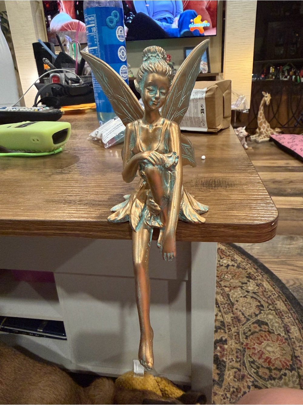 Gold Fairy Sitting Decorative Figurine - Home Art